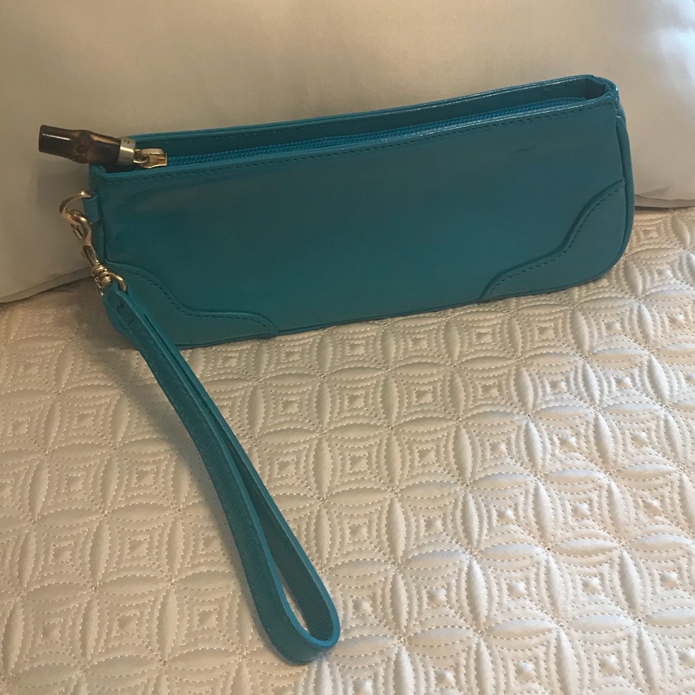 Talbots teal Patent leather clutch